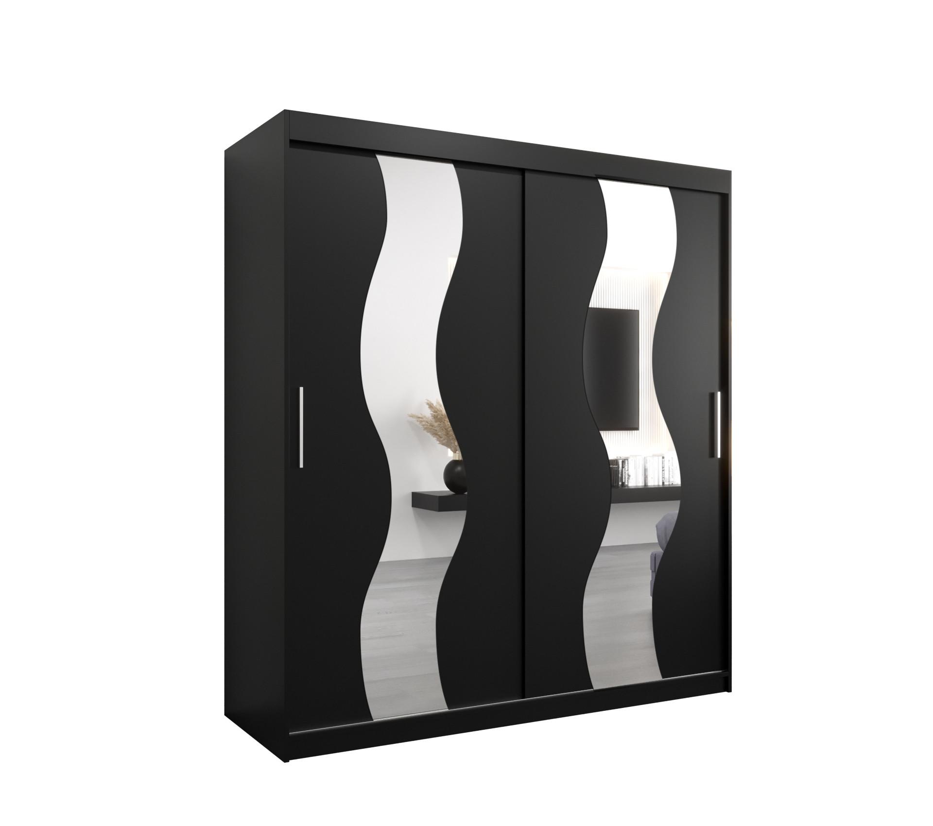 SCHWEBETÜRENSCHRANK 200/180/62 2-türig - Silberfarben/Schwarz, Holz/Kunststoff (180/200/62cm) - MÖBEL KRYSPOL