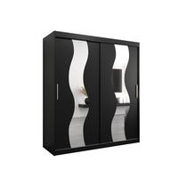 SCHWEBETÜRENSCHRANK 200/180/62 2-türig - Silberfarben/Schwarz, Holz/Kunststoff (180/200/62cm) - MÖBEL KRYSPOL