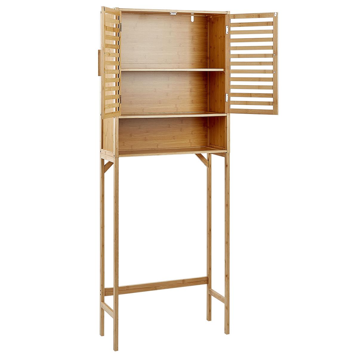 WASCHMASCHINEN-ÜBERBAUSCHRANK Bambus Hellbraun Okarche - Hellbraun, Holz (63/167/25cm) - Beliani