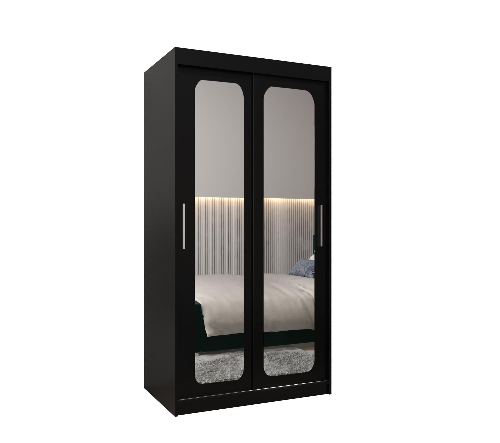 SCHWEBETÜRENSCHRANK 200/100/62 2-türig - Silberfarben/Schwarz, Holz/Kunststoff (100/200/62cm) - MÖBEL KRYSPOL