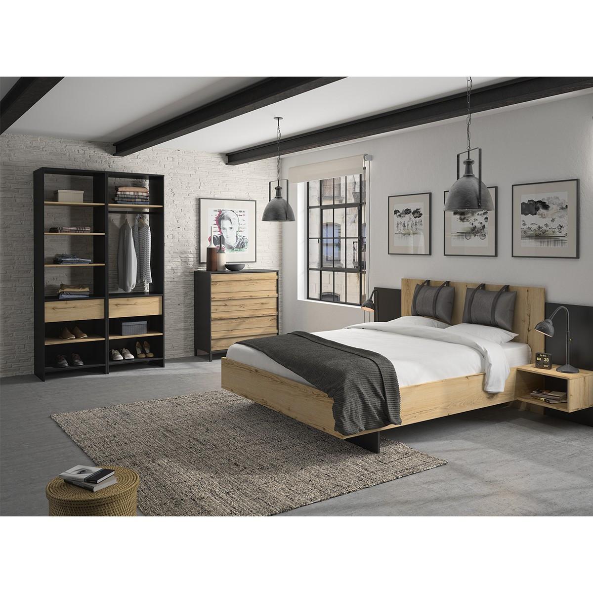 KOMMODE 4 Schubladen MIMIZAN - Französische Herstellung - 94/45/104 cm - Eichefarben, Holzwerkstoff (45/104/97cm) - Calicosy