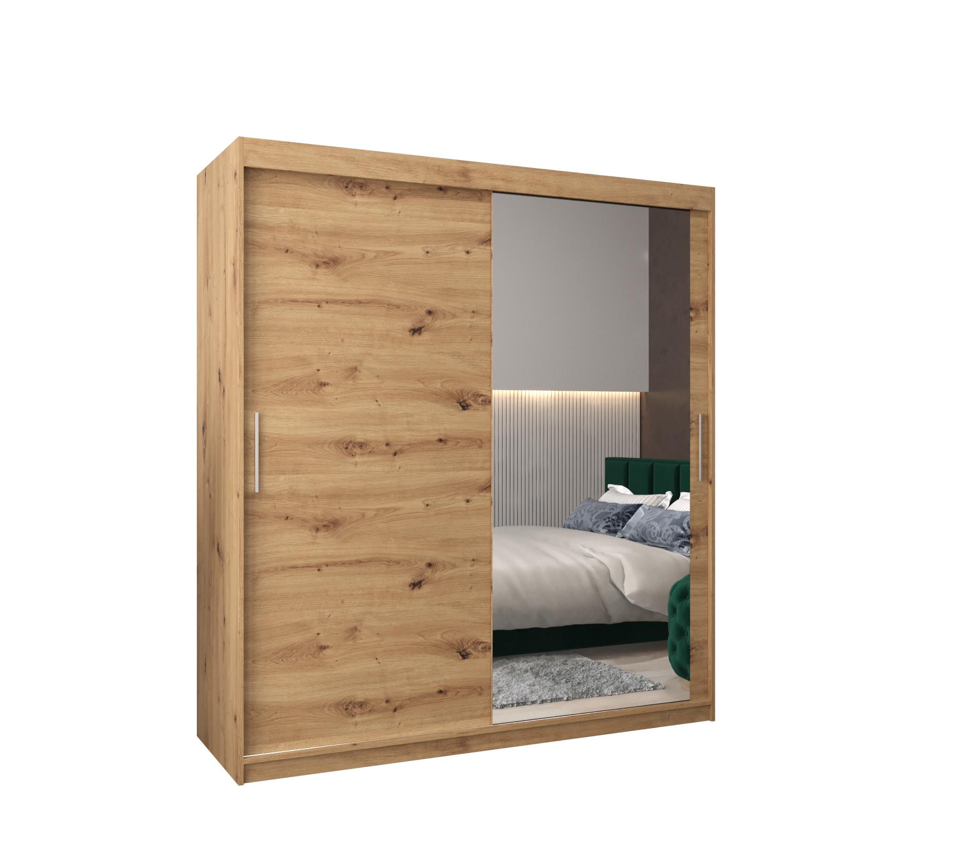 SCHWEBETÜRENSCHRANK 200/180/62 2-türig - Silberfarben/Eiche Artisan, Holz/Kunststoff (180/200/62cm) - MÖBEL KRYSPOL