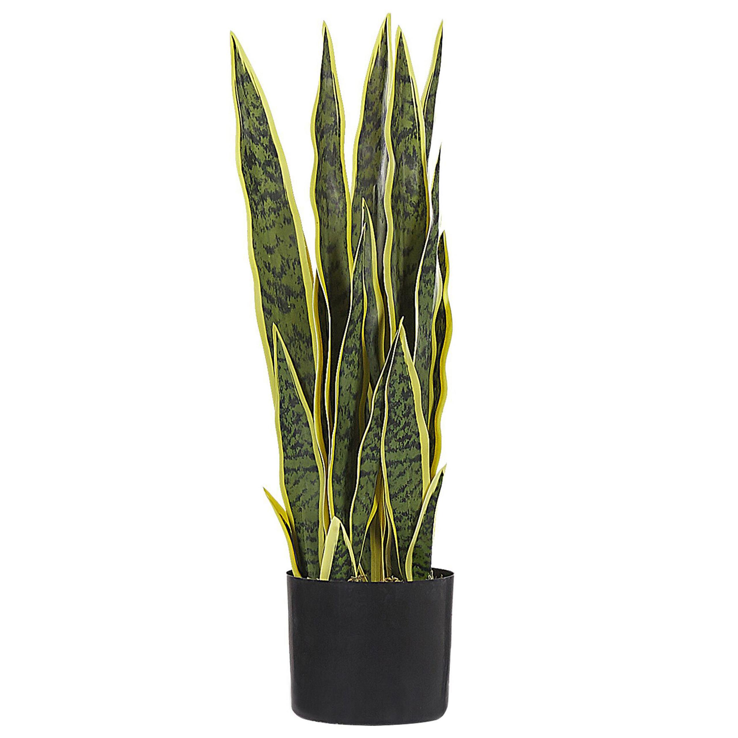 KUNSTPFLANZE Grün Snake Plant - Schwarz/Grün, Kunststoff (63cm) - Beliani