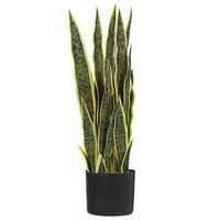 KUNSTPFLANZE Grün Snake Plant - Schwarz/Grün, Kunststoff (63cm) - Beliani