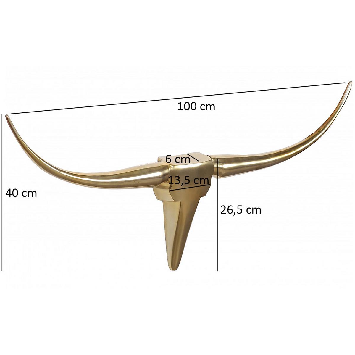WANDDEKO Bull Geweih aus Aluminium 125 cm Breite, Gold 100x6x40 cm - Goldfarben, Metall (100/40/6cm) - KADIMA DESIGN