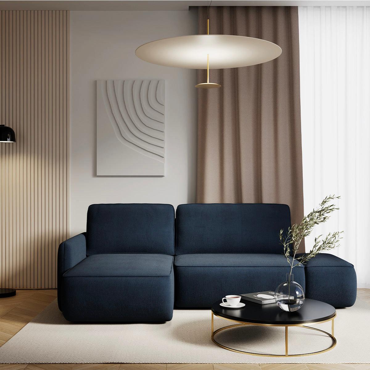 ECKSOFA Alessio 3 Sitzplätze Dunkelblau - Blau, Holz (229/148cm) - Petits-meubles