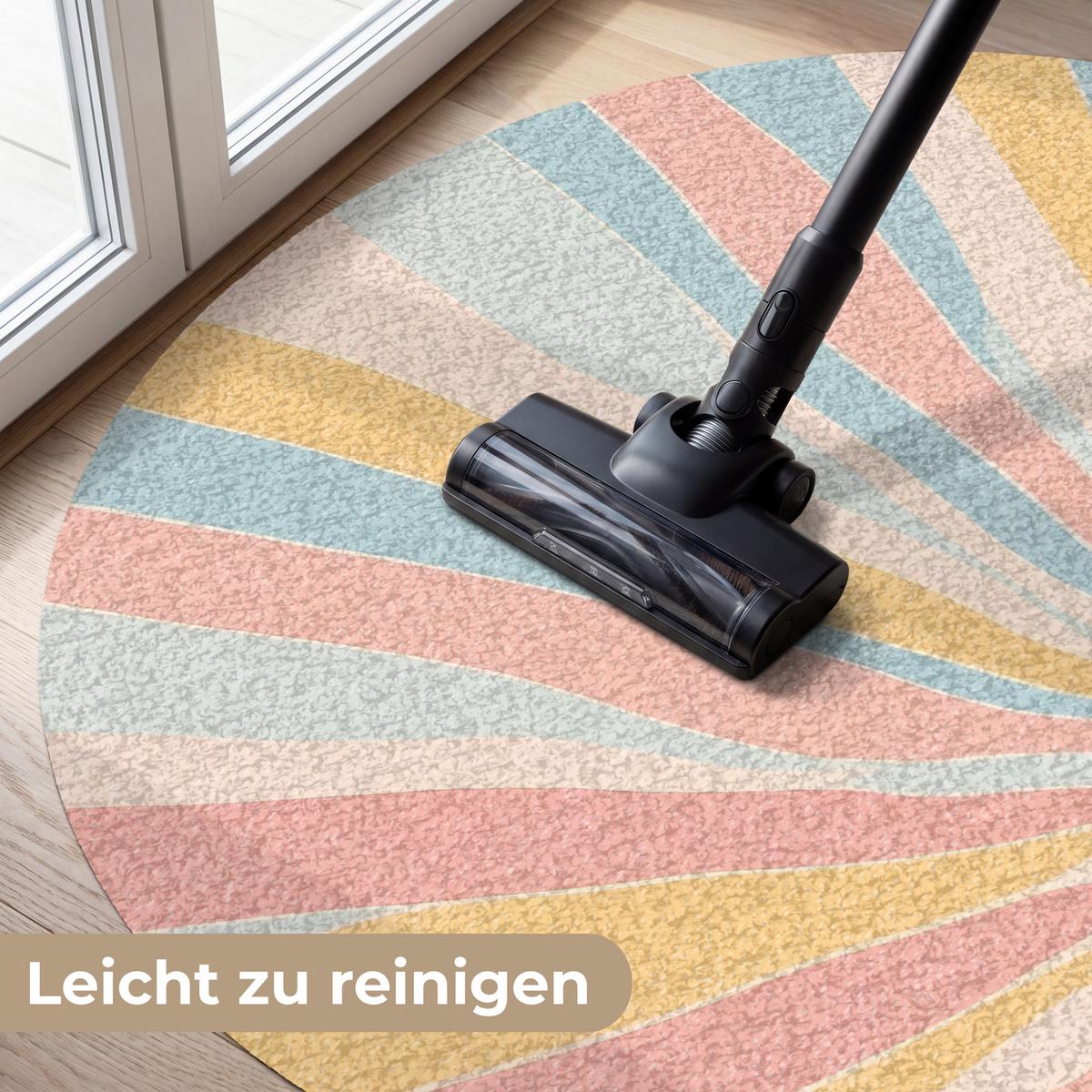 FUSSMATTE Illustration - Sonne - Pastellfarben Sauberlaufmatte 120x120 cm - Hellrosa, Kunststoff (120/0.4cm) - MuchoWow