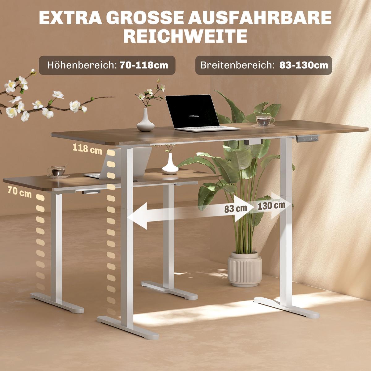 HÖHENVERSTELLBARER-SCHREIBTISCHGESTELL Stahl Weiß - Weiß, Metall (60/119/100cm) - HOMCOM