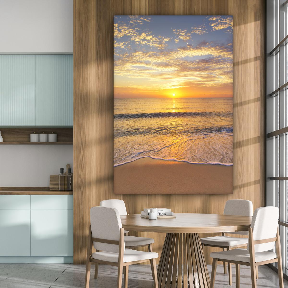 LEINWANDBILD Strand - Sonnenuntergang - Meer Deko Groß 90x140 cm - Gelb, Textil (90/140cm) - MuchoWow