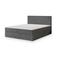 BOXBETT NIRA 180x200 cm mit Matratze und Topper - Grau - Grau, Holz (180/200cm) - MASSENO