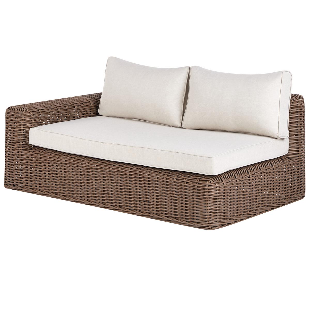 LOUNGE-SET 6-Sitzer PE Rattan Braun Palermo - Braun/Weiß, Kunststoff - Beliani