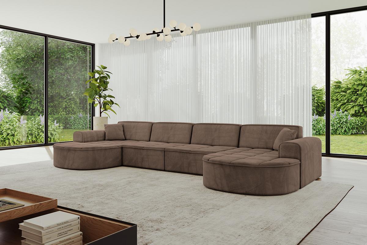 WOHNLANDSCHAFT TARO-U2 - 388x171x79,5 cm Braun - Braun, Holzwerkstoff/Textil (388/79.5/171cm) - ALTDECOR