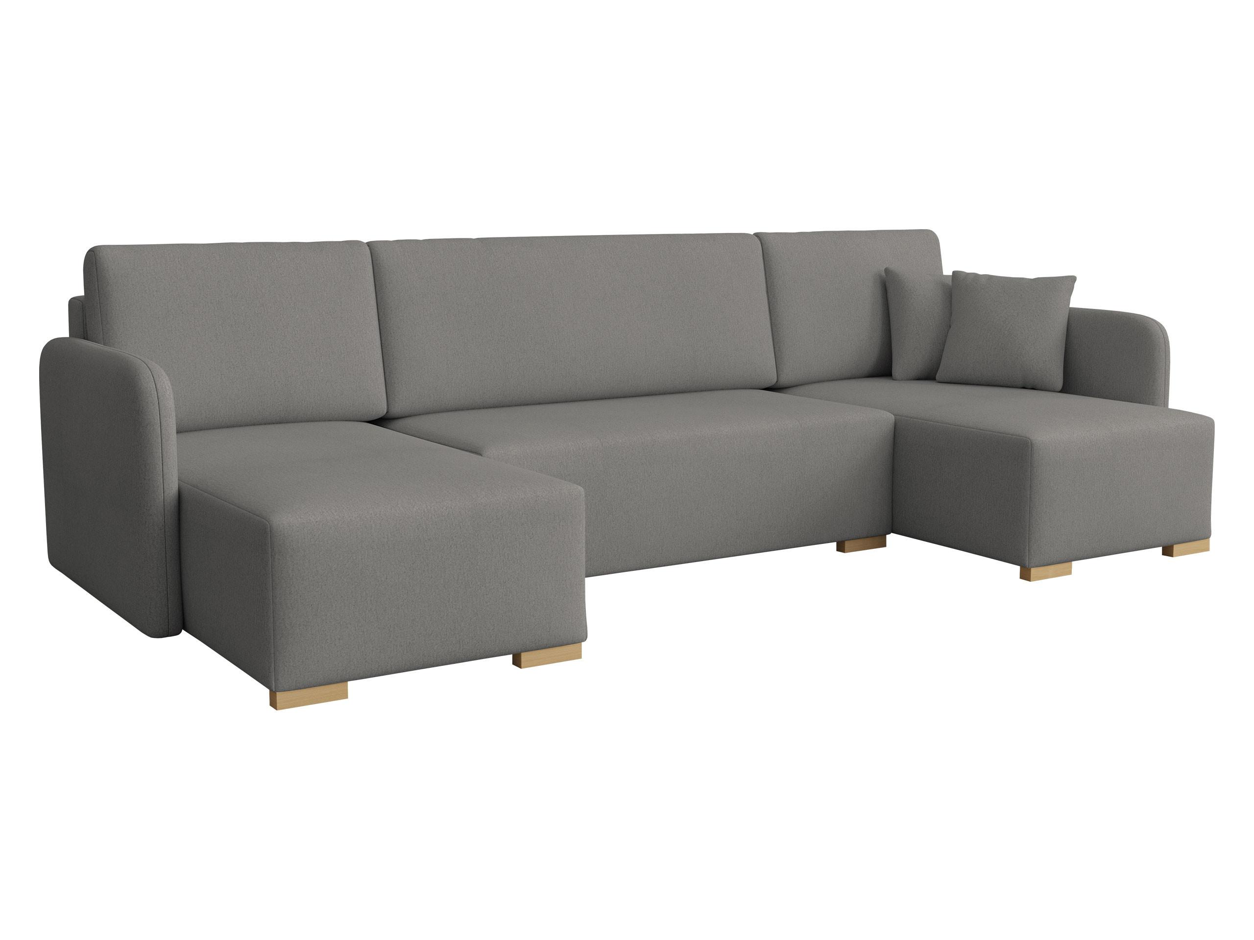 WOHNLANDSCHAFT Como U - Dunkelgrau/Naturfarben, Holz/Textil (292/85/140cm) - MIRJAN24