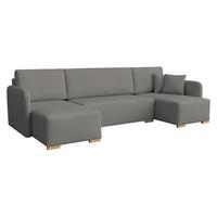 WOHNLANDSCHAFT Como U - Dunkelgrau/Naturfarben, Holz/Textil (292/85/140cm) - MIRJAN24