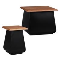 BEISTELLTISCH 30x45 cm/50x40 cm Schwarz-Natur aus Akazienholz und Metall - Schwarz, Metall (30/30/45cm) - WOMO-DESIGN
