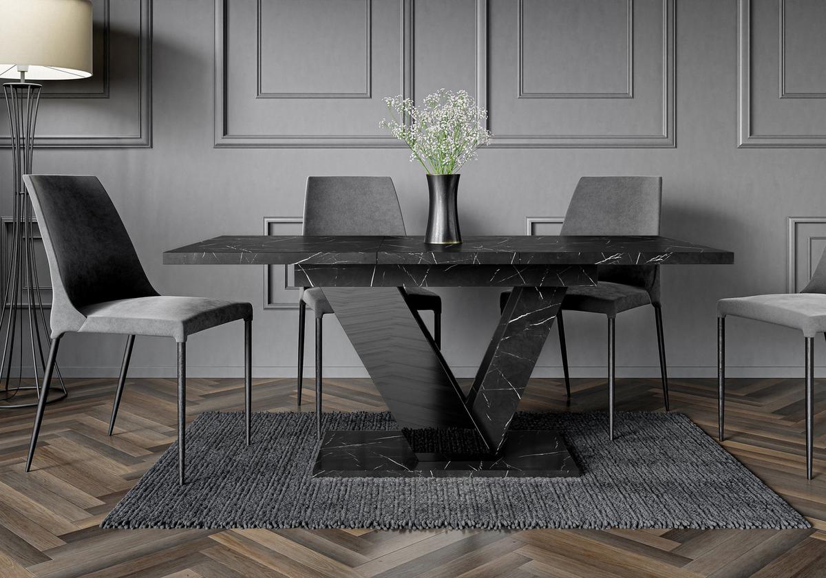 ESSTISCH ZAFIR Ausziehbar 120 - 160 / 80 x 76 cm - Schwarz, Holz (120/80/76cm) - MASSENO
