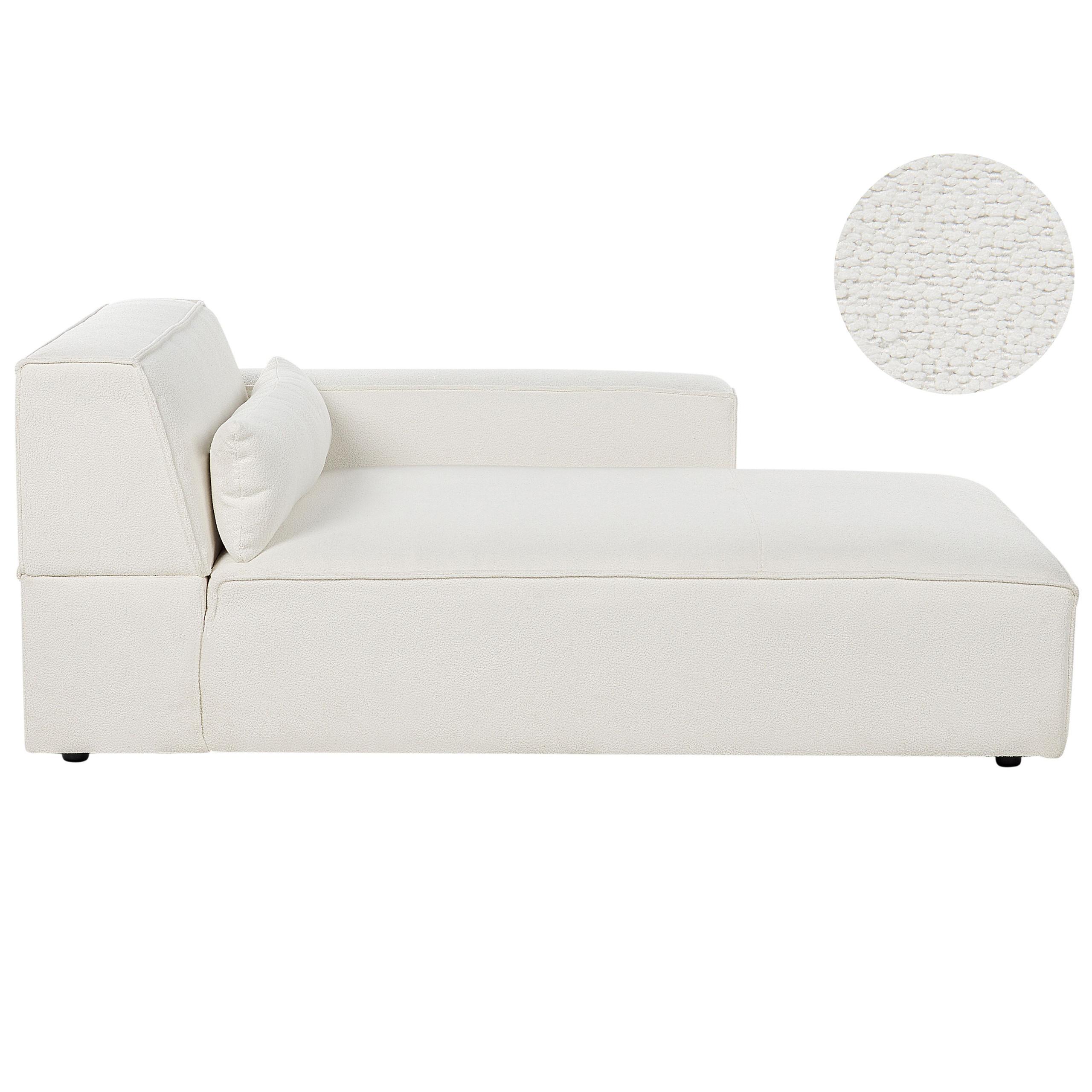 CHAISELONGUE-LINKSSEITIGE Bouclé Cremeweiß Hellnar - Creme/Weiß, Textil (102/70/176cm) - Beliani