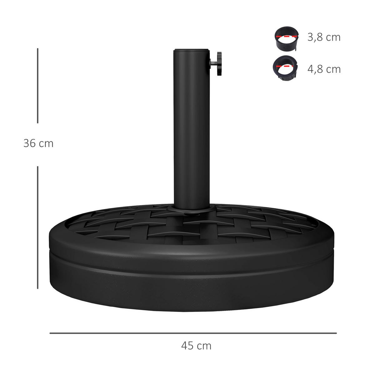 SONNENSCHIRMSTÄNDER HDPE Beton Schwarz - Schwarz, Kunststoff (45/45cm) - Outsunny