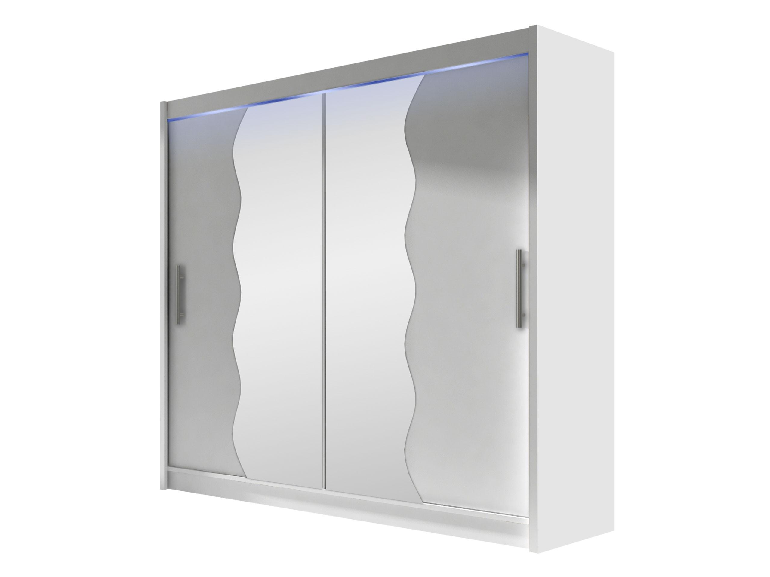 KLEIDERSCHRANK London X, mit RGB LED Beleuchtung - Silberfarben/Weiß, Holzwerkstoff/Kunststoff (180/215/58cm) - MIRJAN24