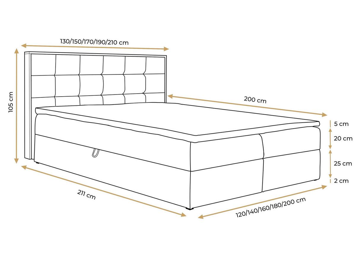 BOXBETT Vendio 160/200 cm in Hellgrau – mit Bettkasten und Topper - Hellgrau/Schwarz, Holz/Holzwerkstoff (160/200cm) - AX Living
