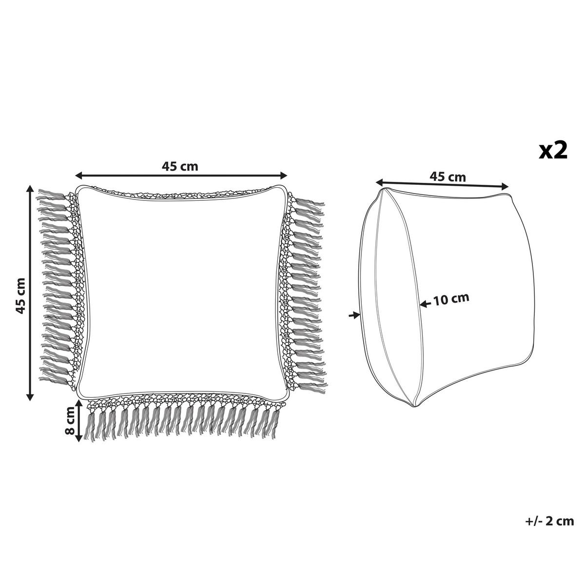 DEKOKISSEN 2er-Set Weiß 45/45 cm Pallida - Weiß, Naturmaterialien/Textil (45/45cm) - Beliani