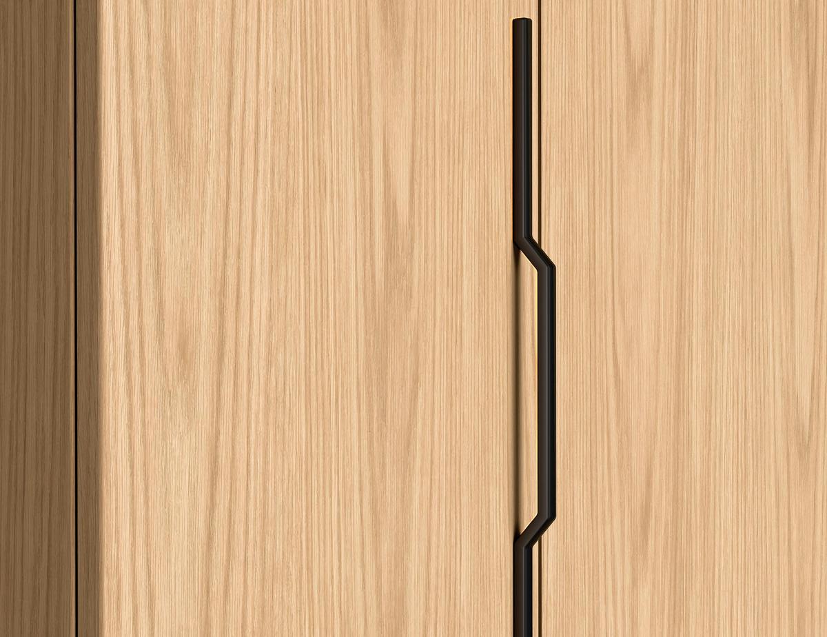 FALTTÜRENSCHRANK Omodeo 200 cm breit in Bookmatch-Eiche – mit WingLine-Falttüren - Eichefarben, Holzwerkstoff (200/240/58cm) - AX Living