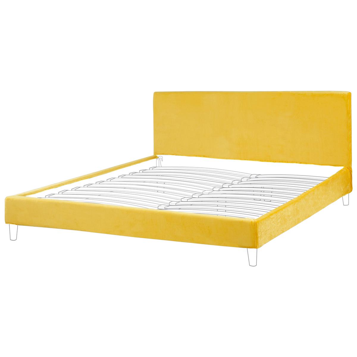 BETTRAHMENBEZUG Samtstoff 180/200 cm Gelb Fitou - Gelb, Textil (190/214cm) - Beliani