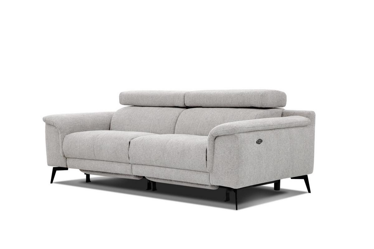 RELAXSOFA FIERO 3-Sitzer mit 2 Relaxfunktionen, hellgrau - Hellgrau/Schwarz, Holzwerkstoff/Textil (212/82/103cm) - Wozimo