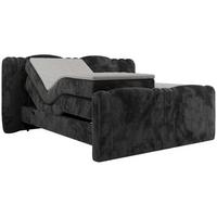 BOXBETT FORTINA 160/200 - Dunkelgrau Plüsch - H3 - Dunkelgrau, Holz/Textil (160/200cm) - MKS