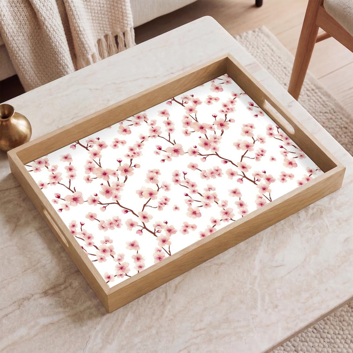 TABLETT Kirschblüte - Zweige - Rosa 50x35 cm - Rosa, Holz (50/5/5cm) - OnlyWow