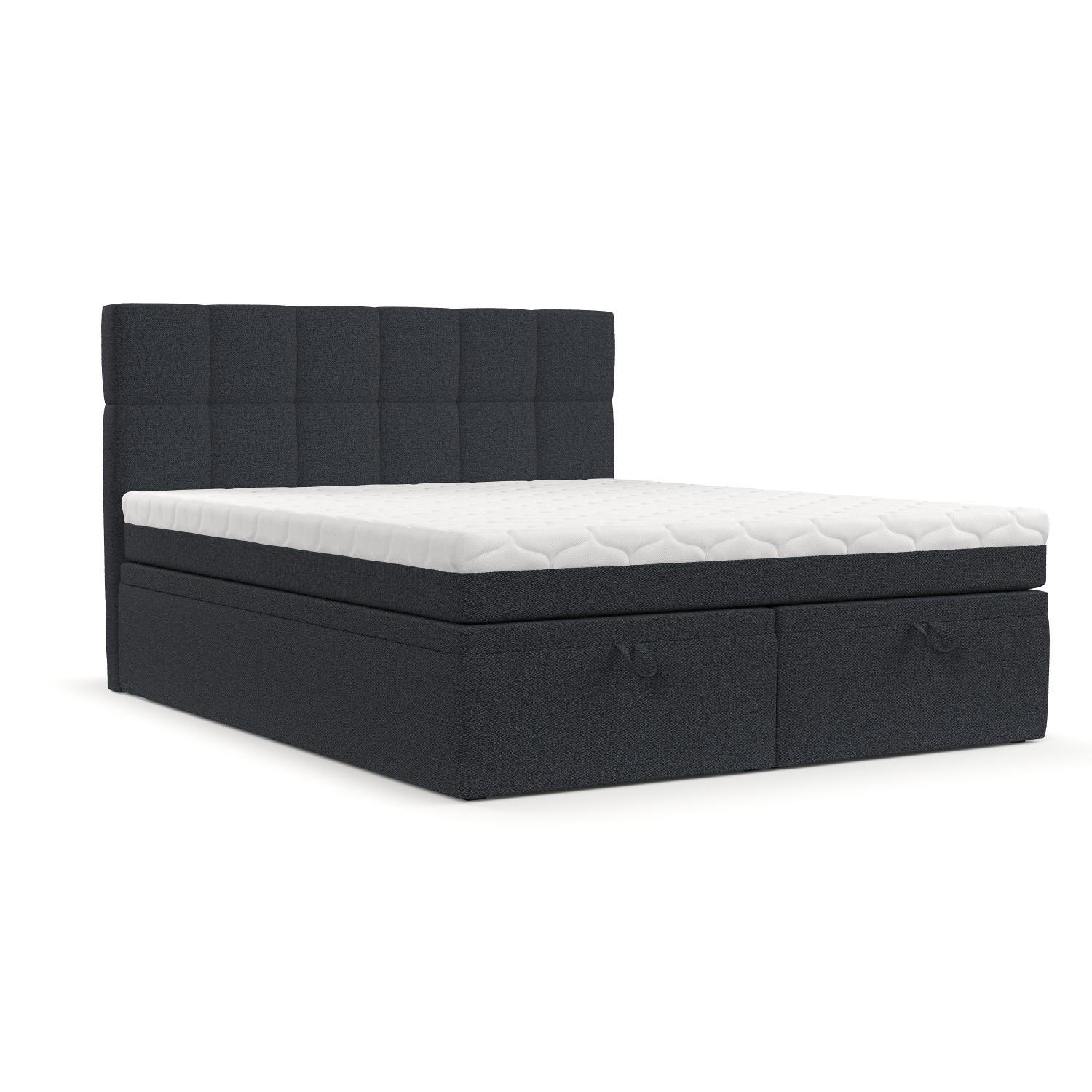 BOXBETT Elano 140/200 cm Anthrazit im Riva Stoff - Anthrazit/Schwarz, Holz/Holzwerkstoff (140/200cm) - AltaBeds