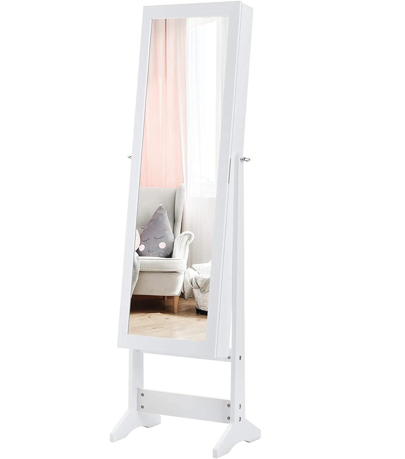 SCHMUCKSCHRANK 144cm Weiß - Weiß, Holz (35/144/30cm) - COSTWAY