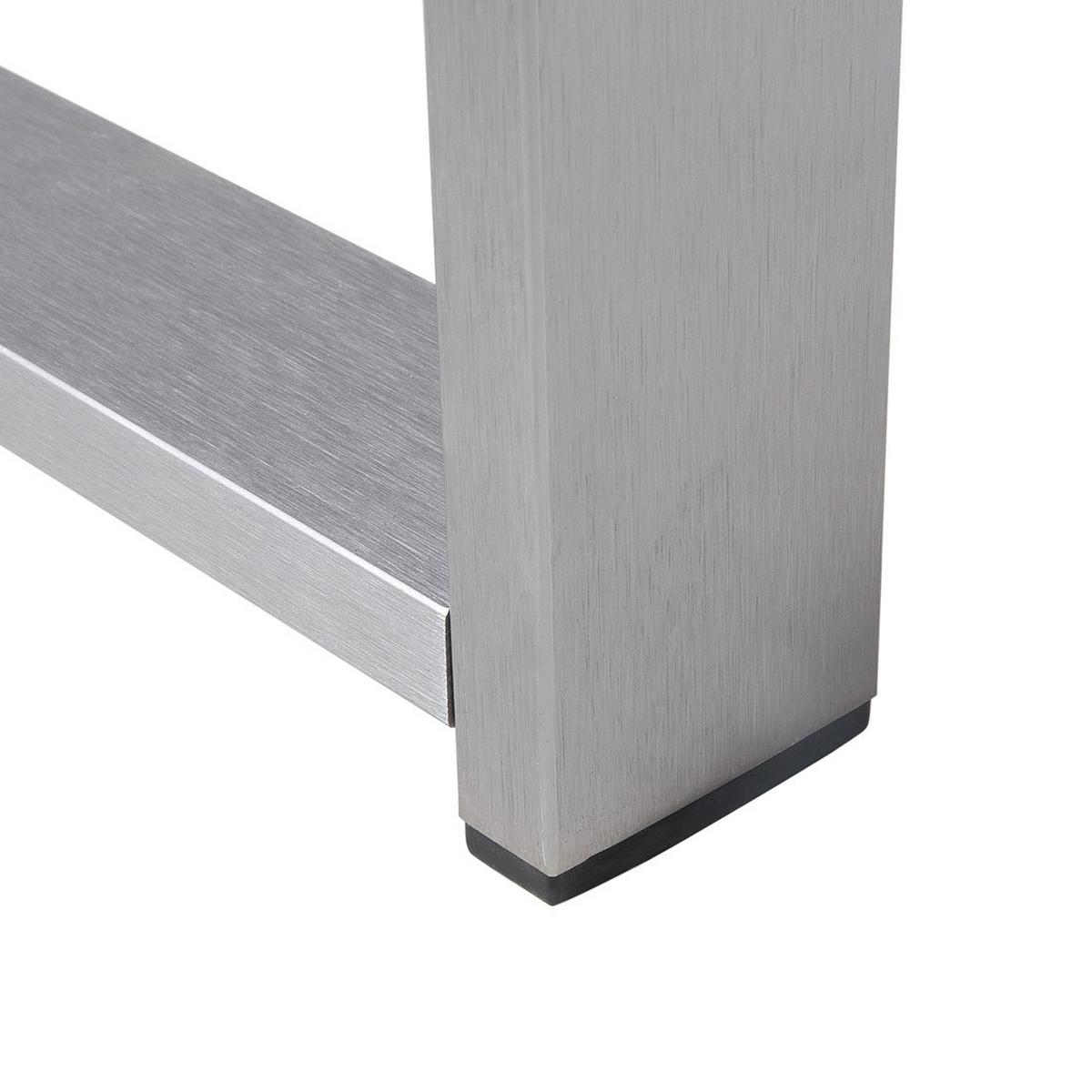 GARTEN Couchtisch Aluminium hellgrau 90/50 cm Salerno - Hellgrau, Metall (50/90/42cm) - Beliani