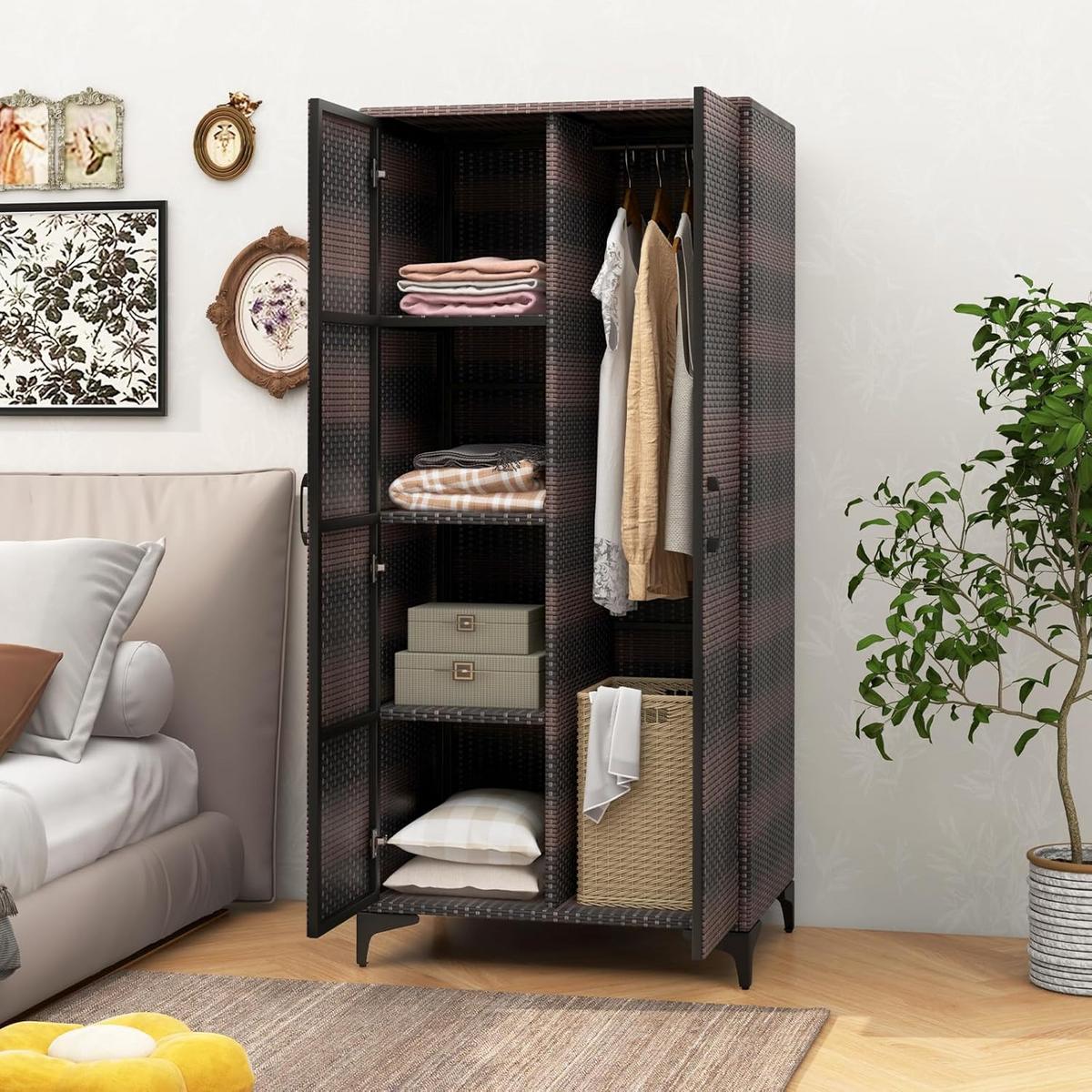 GARTENSCHRANK Braun - Braun, Kunststoff (72/157/50cm) - COSTWAY