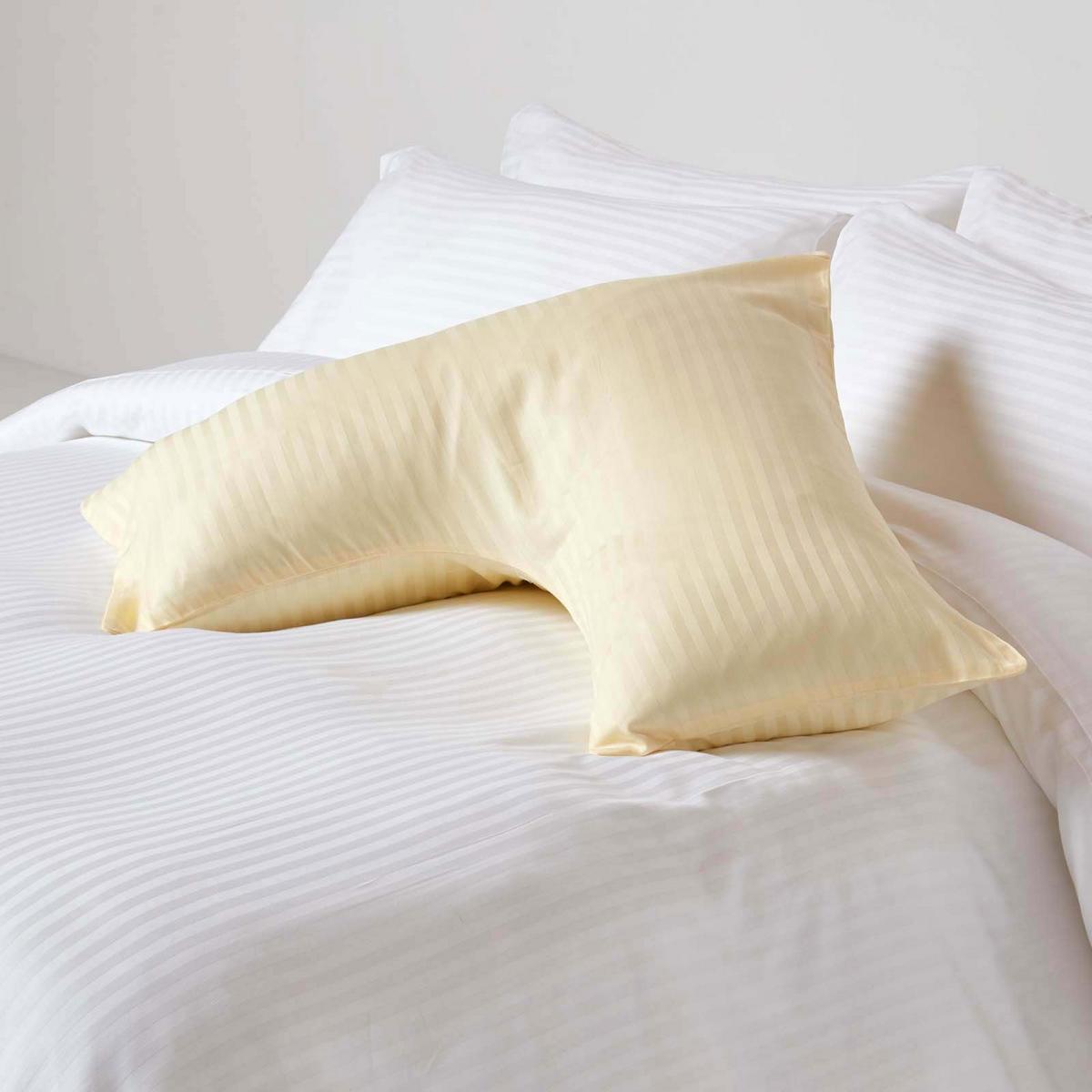 KISSENBEZUG für V-Form-Kissen, Damast-Streifen, Fadendichte 330 - Creme, Textil (38/76cm) - Homescapes