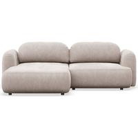 ECKSOFA Tvoya hellbeige Chenille - Ecru/Schwarz, Kunststoff/Textil (267/175cm) - Selsey