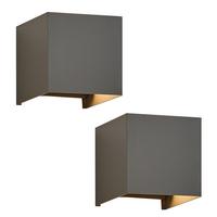 WANDLEUCHTE Maria 2er-Set - Grau, Metall (10/10/10cm) - Nettlife