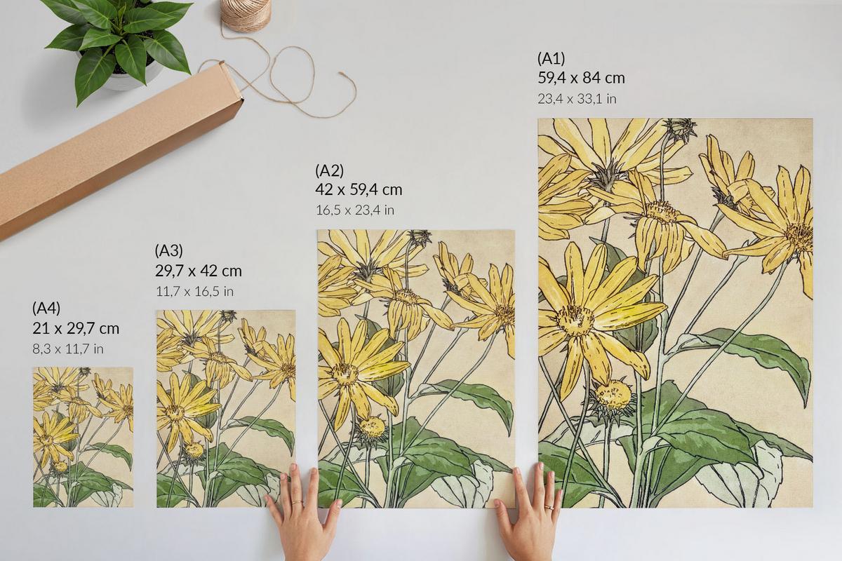 POSTER - 21x29 cm - Hannah Borger Overbeck - Sonnenblumen - Gelb, Textil (21/29.7/0.1cm) - TULUP