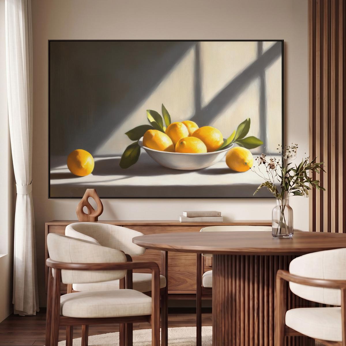 LEINWAND Bilder mit Rahmen - Zitronen - Stilleben - Gelb - 140x90 - Gelb, Textil (140/90cm) - MuchoWow