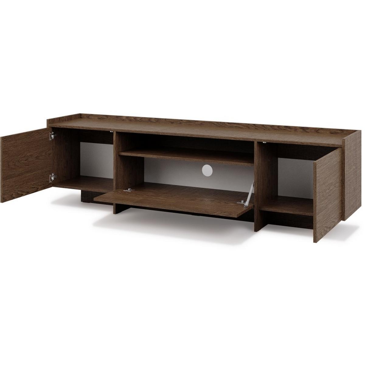 KOMMODE Juni + Lowboard im Japandi Stil, 200 cm, Baltic Storm eiche - Dunkelbraun, Holzwerkstoff (200/90/38cm) - Beautysofa