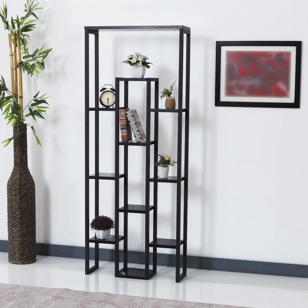 STANDREGAL Blaavandshuk - Schwarz, Holzwerkstoff/Metall (60/150/19cm) - [en.casa]