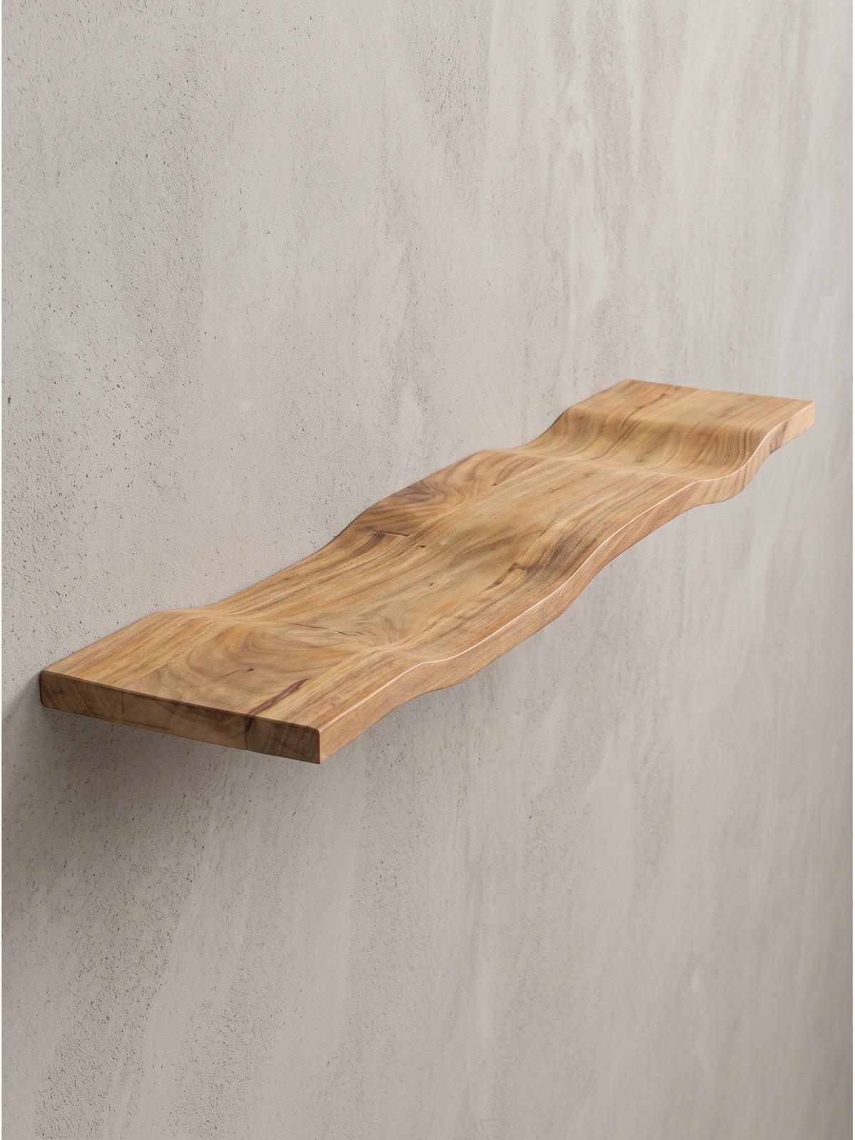 WANDREGAL LEVANTO, Akazie Massivholz, handgefertigt, 100 x 20 x 2,5 cm - Akaziefarben, Holz (100/2.5/20cm) - KADIMA DESIGN