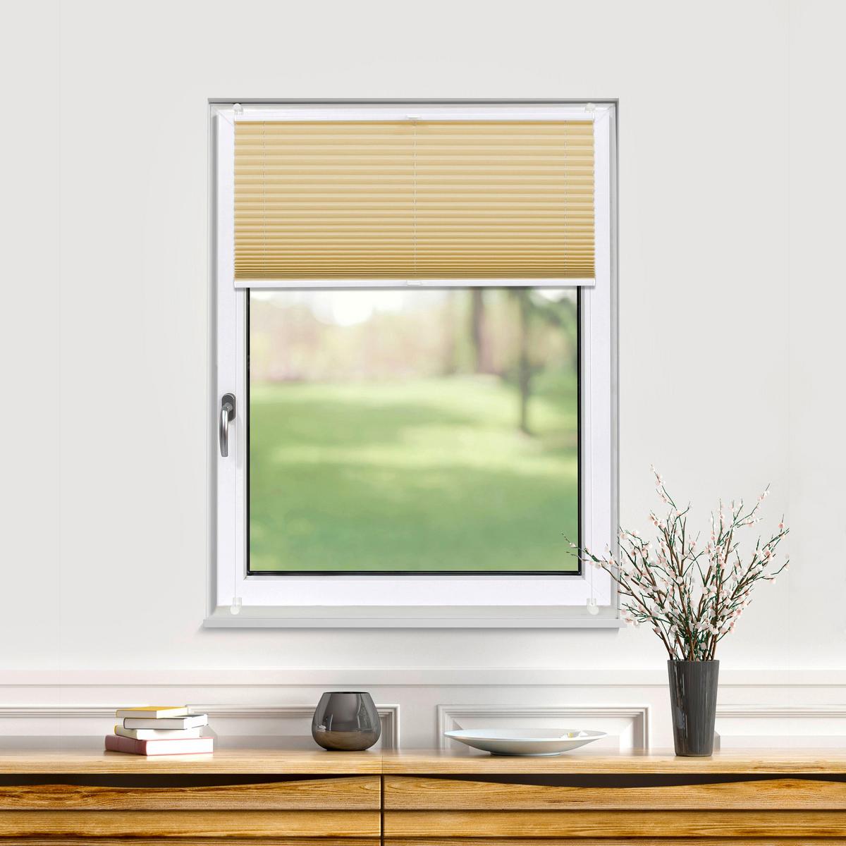 PLISSEE Thermo Basic 100 x 210cm Klemmfix ohne Bohren - Beige, Textil (100/210cm) - Deco-Raum