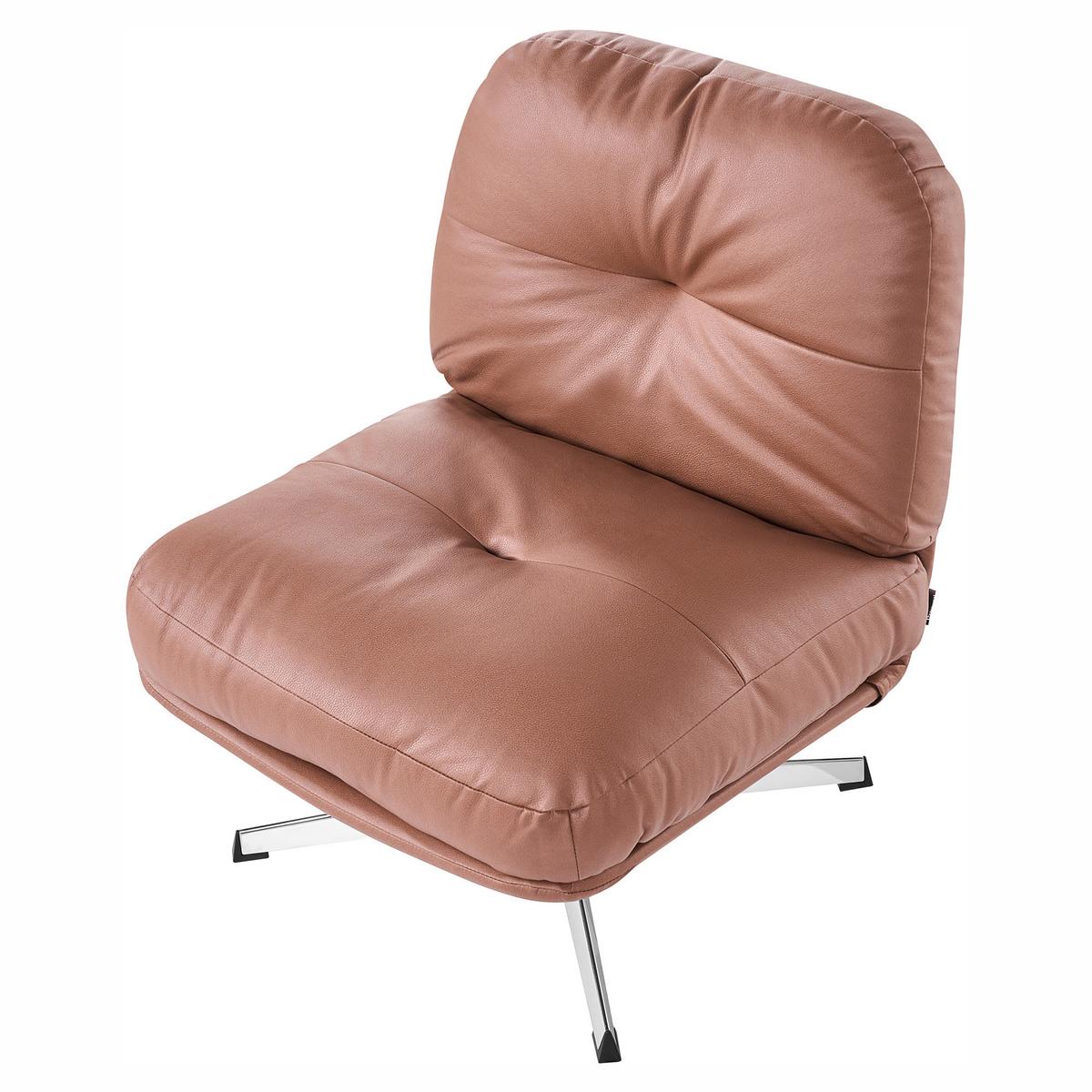 DREHSESSEL mit Fußstütze Stoff Braun Loimaa - Silberfarben/Braun, Textil/Metall (62/77/75cm) - Beliani