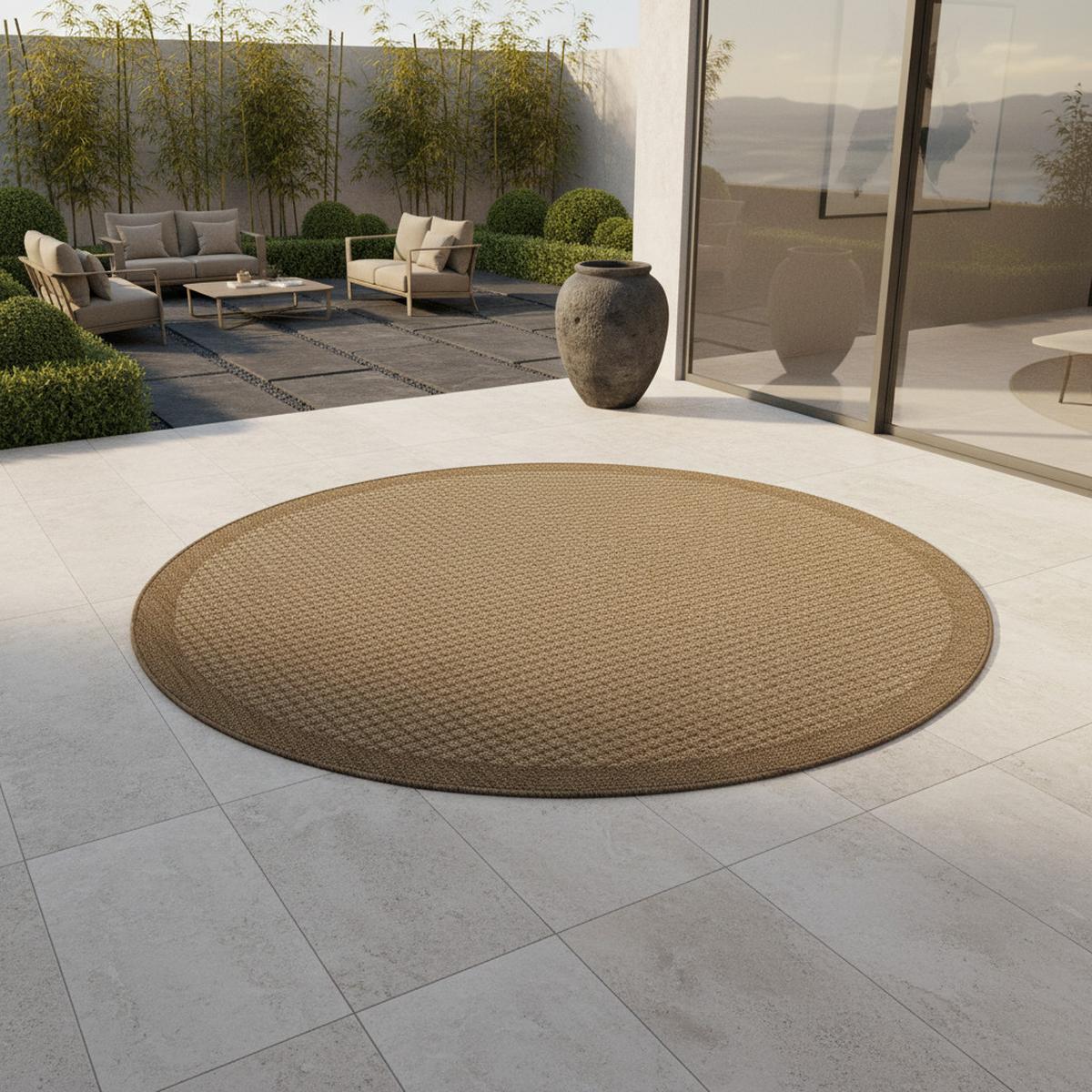 TEPPICH Outdoor DAFNE in Braun, einfarbig, Ø 200 cm - Braun, Textil (200/200cm) - KADIMA DESIGN
