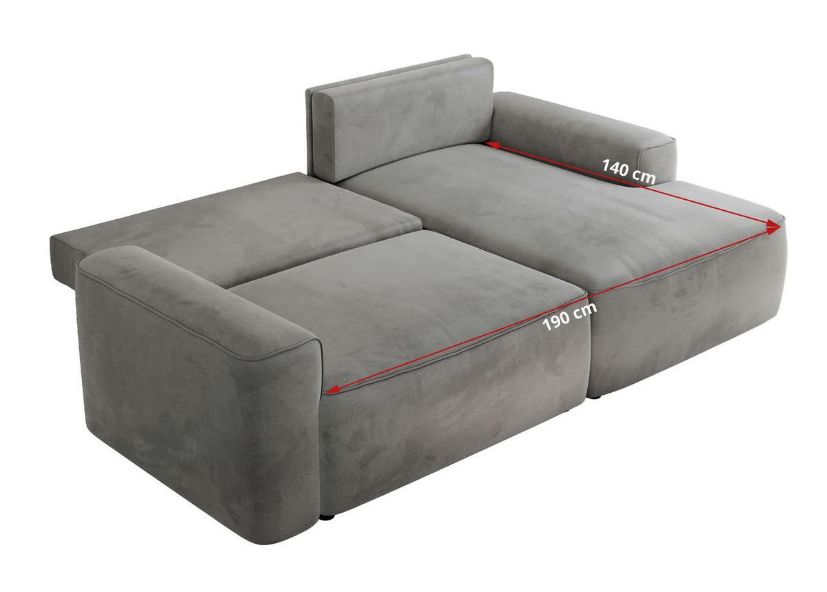 ECKSOFA BELLUNO L Hellgrau Velvet - Links - Hellgrau/Schwarz, Textil (144/233cm) - MKS