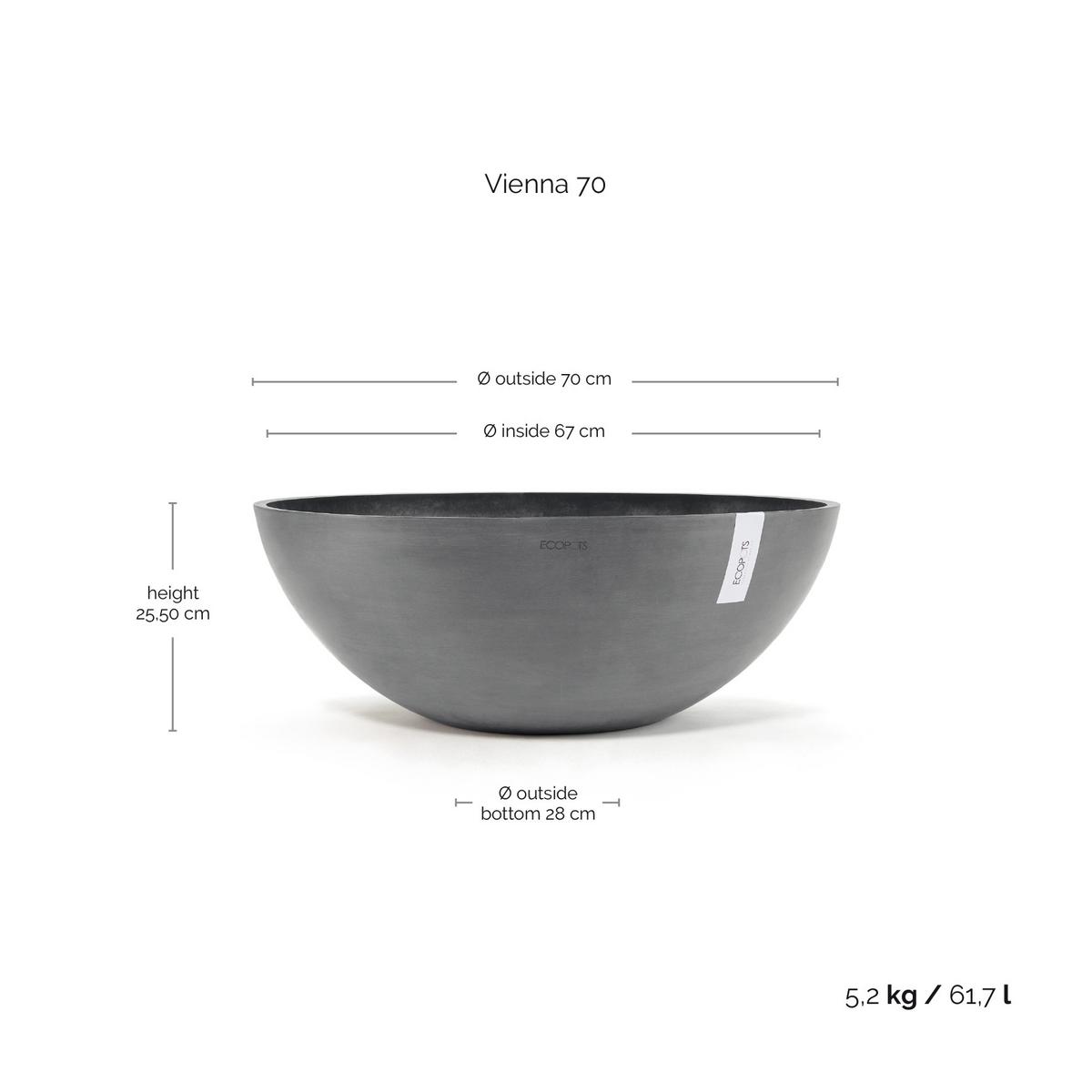 BLUMENTOPF Vienna 70/25,3 cm Grau - Grau, Kunststoff (70/25.3cm) - Ecopots