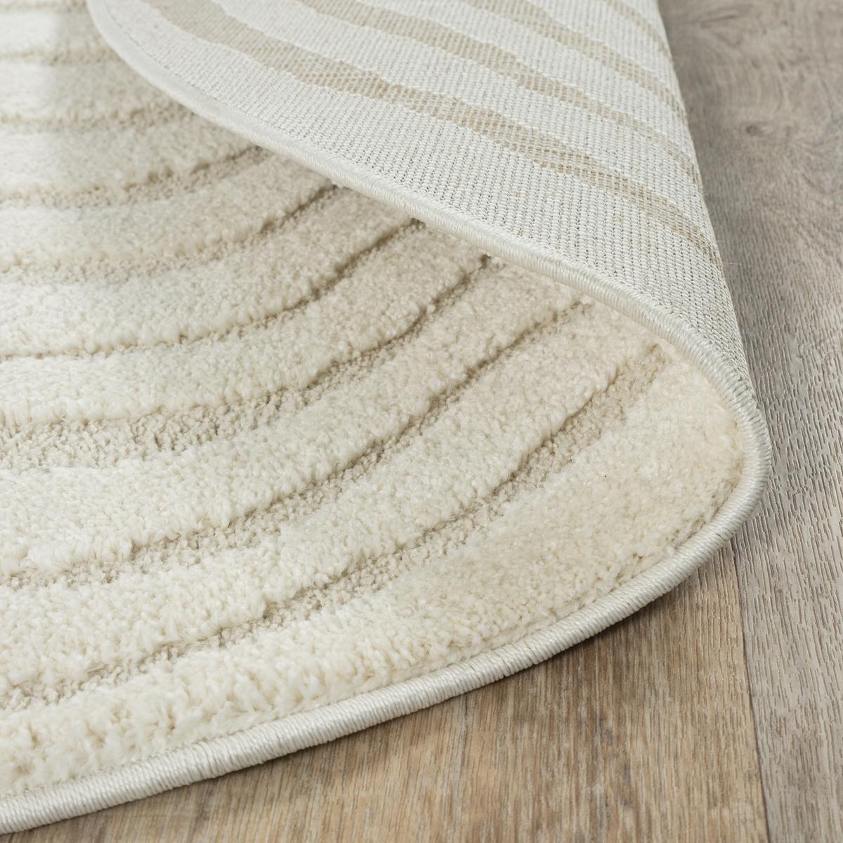 RUNDTEPPICH Streifen CETINA Polypropylen Creme 160 x 160 cm - Beige, Textil (160/160cm) - KADIMA DESIGN