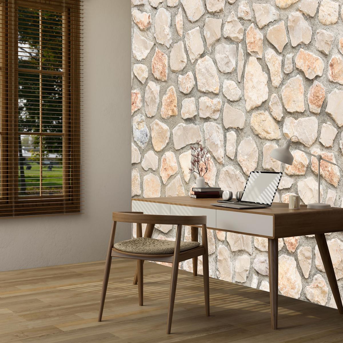 FOTOTAPETE für Wohnzimmer Steinmauer Ziegel Wand Industrial Textur 100x70 - Weiß/Grau, Papier (100/70cm) - Muralo