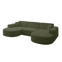 WOHNLANDSCHAFT MARI-U1 - 303x171x79 cm Grün Bouclé - Schwarz/Grün, Holzwerkstoff/Kunststoff (303/79/171cm) - ALTDECOR
